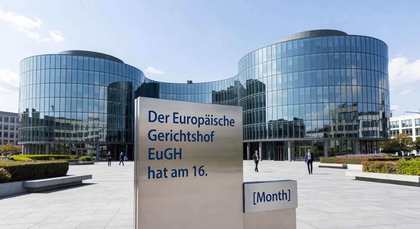 Gerichtssaal-Szene mit Richtern und Anwälten, die ein Urteil verkünden, illustriert die Dramatik des EuGH-Urteils zu Online-Glücksspielen