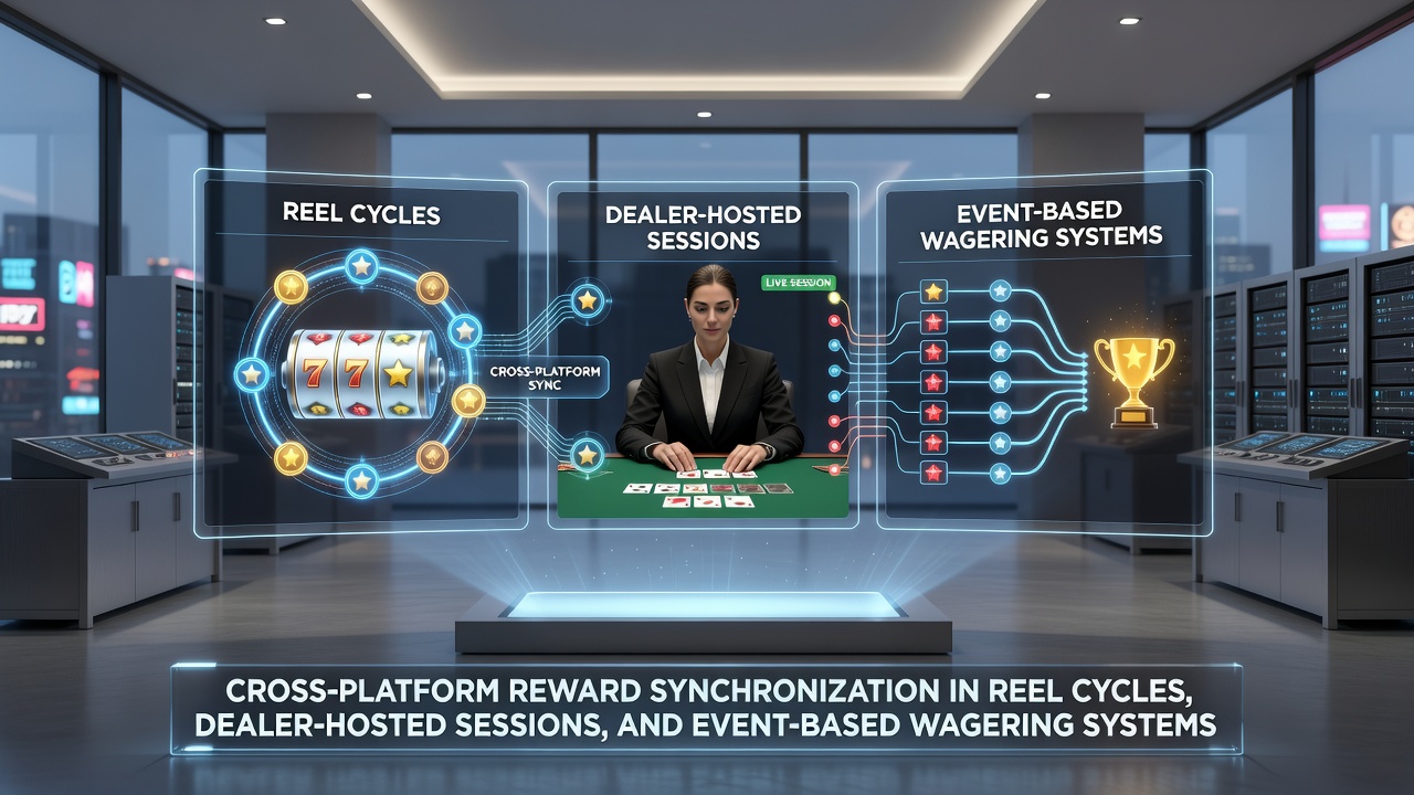 Technische Darstellung der plattformübergreifenden Belohnungssynchronisation in Walzenzyklen und Live-Sessions